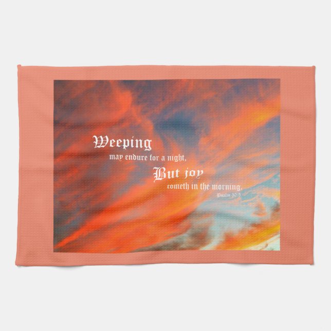 September Clouds with Psalm 30:5 Kitchen Towel (Horizontal)