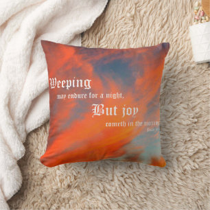 September Clouds with Psalm 30:5 Throw Pillow