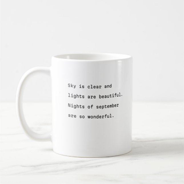 September coffee mug typography poetic clear sky (Left)