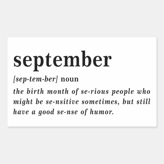 September Definition Birthday Sticker (Front)