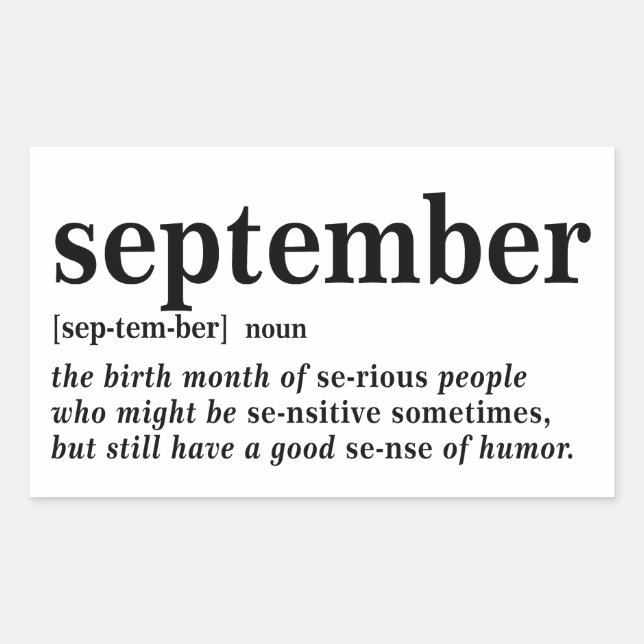 September Definition Sticker (Front)