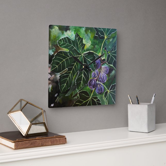 September Figs and Summer Light by Alfred Fox Square Wall Clock (Office)