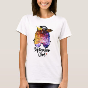 September Girl Birthday Women Face Wink Eye Tie Dy T-Shirt