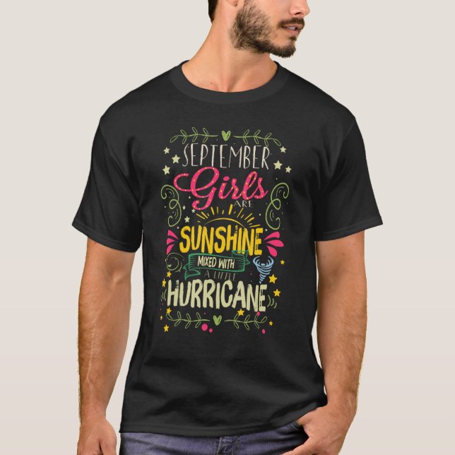 September Girls Are Sunshine Mixed Little Hurrican T-Shirt (Front)