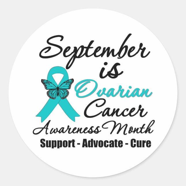 September is Ovarian Cancer Awareness Month Classic Round Sticker (Front)