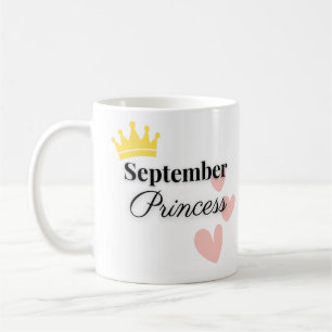 September Princess Mug – Gold Crown & Hearts