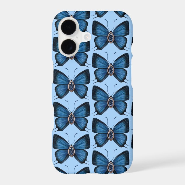 September Sapphire Blue Butterfly Pattern Design (Back)