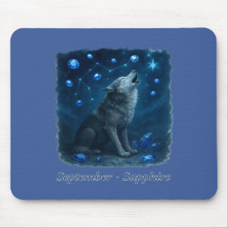 September Sapphire – Celestial Wolf Mouse Pad