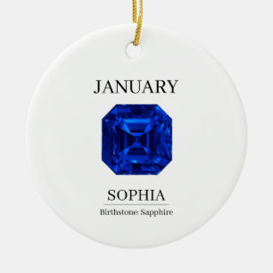 September Sapphire Personalized Birthday Ceramic Ornament