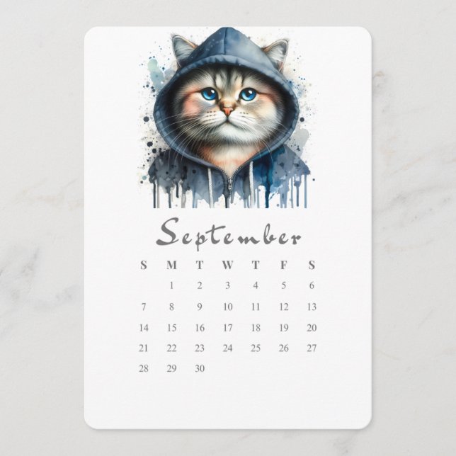 September Stand-Alone Calendar Kitty Splash Art Menu (Front)