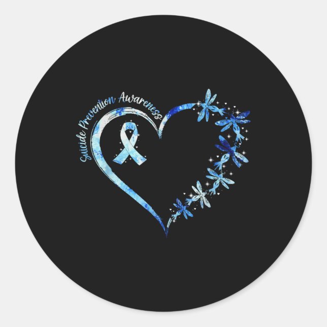September Suicide Prevention Awareness Dragonfly H Classic Round Sticker (Front)