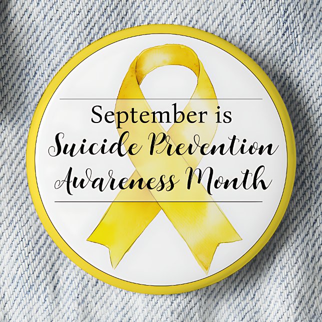 September Suicide Prevention Awareness Ribbon 2 Inch Round Button (September is Suicide Prevention Awareness Month)