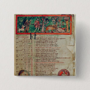 September: tending the boar, from a Calendar 2 Inch Square Button