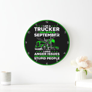 September Trucker: Anger & Stupidity Large Clock