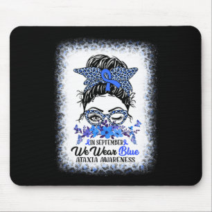 September We Wear Blue Ataxia Awareness Messy Bun Mouse Pad