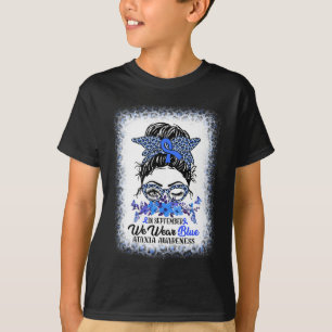 September We Wear Blue Ataxia Awareness Messy Bun T-Shirt