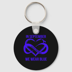 September We Wear Blue Ataxia Awareness Ribbon  Keychain