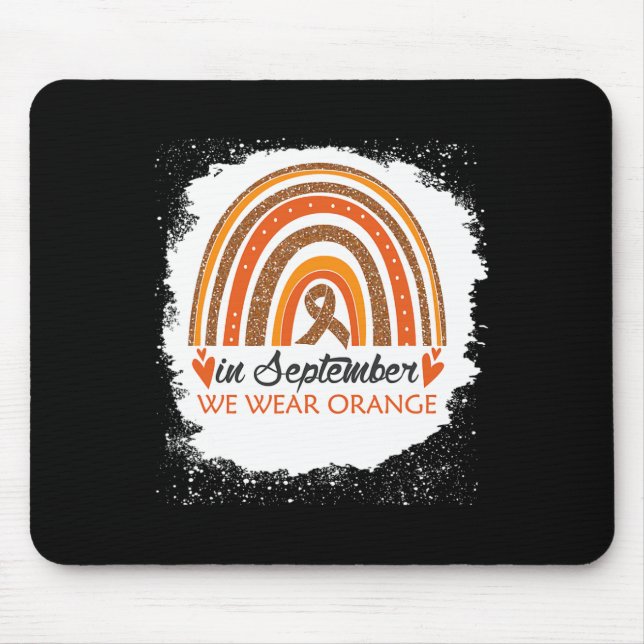 September We Wear Orange Bleached Rainbow Leukaemi Mouse Pad (Front)