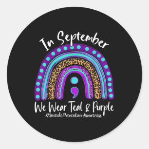 September We Wear Teal & Purple Suicide Preven Classic Round Sticker