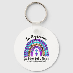 September We Wear Teal & Purple Suicide Preven Keychain
