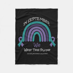 September We Wear Teal And Purple Rainbow Suicide Fleece Blanket