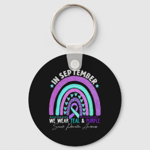 September We Wear Teal And Purple Suicide Preventi Keychain