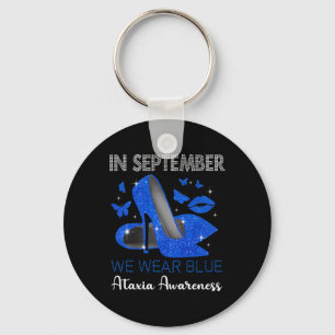 September Wear Blue High Heels Ataxia Awareness Keychain