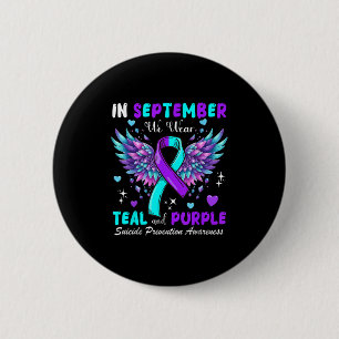 September Wear Teal And Purple Suicide Prevention 2 Inch Round Button