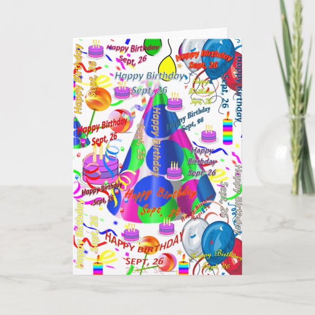 Septembre, 26 Anniversaire Carte de voeux pliée (Devant)