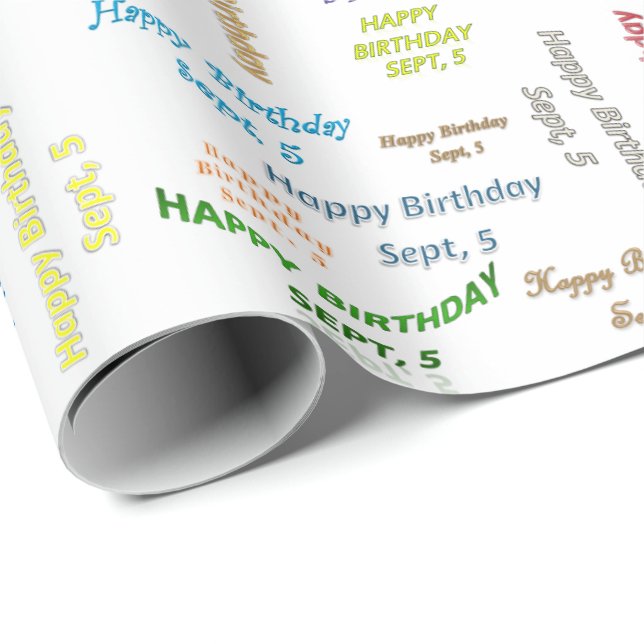 Septembre, 5 Anniversaire Papier cadeau d'envelopp (Coin rond)