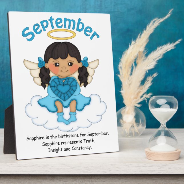 Septembre Ange de pierre noire Plaque noire (Côté)