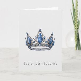 Septembre Birthstone Sapphire Crown Carte d'annive