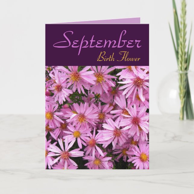 Septembre Fleur de naissance - Carte Aster Note (Devant)