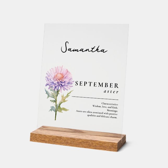 Septembre Mois de naissance Aster personnalisé (Angle)