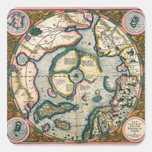 Septentrionalium terrarum descriptio, map of the A Square Sticker (Front)