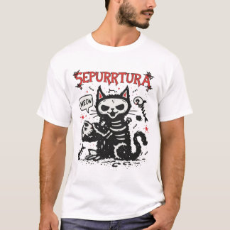 Sepurrtura Heavy Metal Cat Illustration T-Shirt