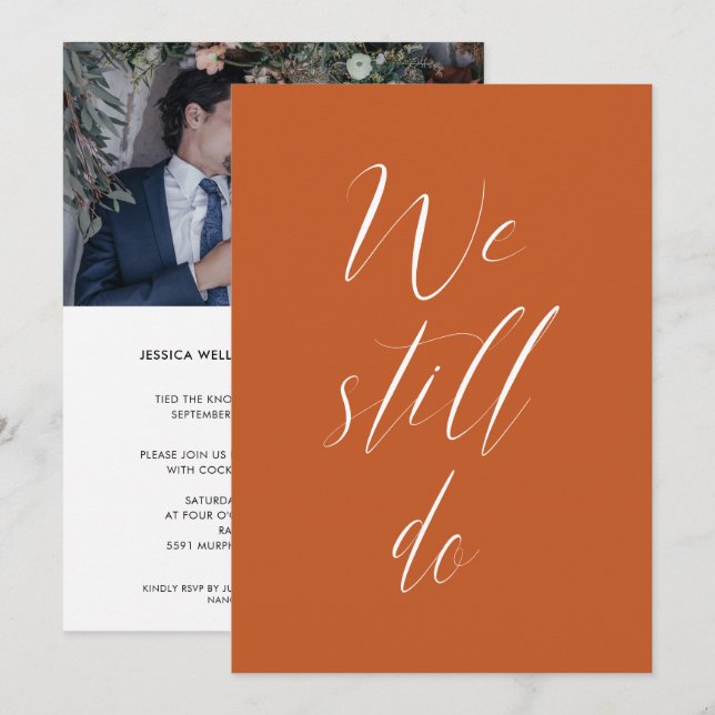 Sequel Wedding Burnt Orange We Still Do Photo Invitation (Front/Back)