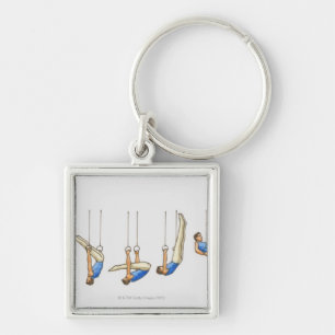 Sequence of illustrations showing male gymnast 2 keychain