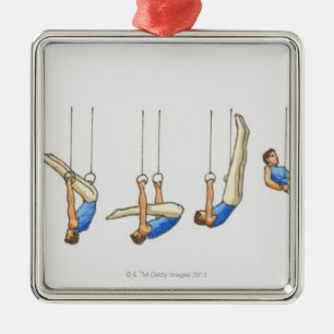 Sequence of illustrations showing male gymnast 2 metal ornament