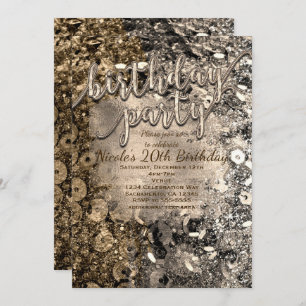 Séquences d'anniversaire Silver & Gold Invitations