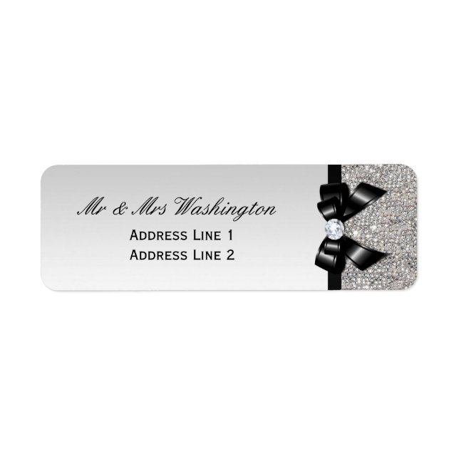 Séquences d'argent Faux Bow noir et diamant (Devant)
