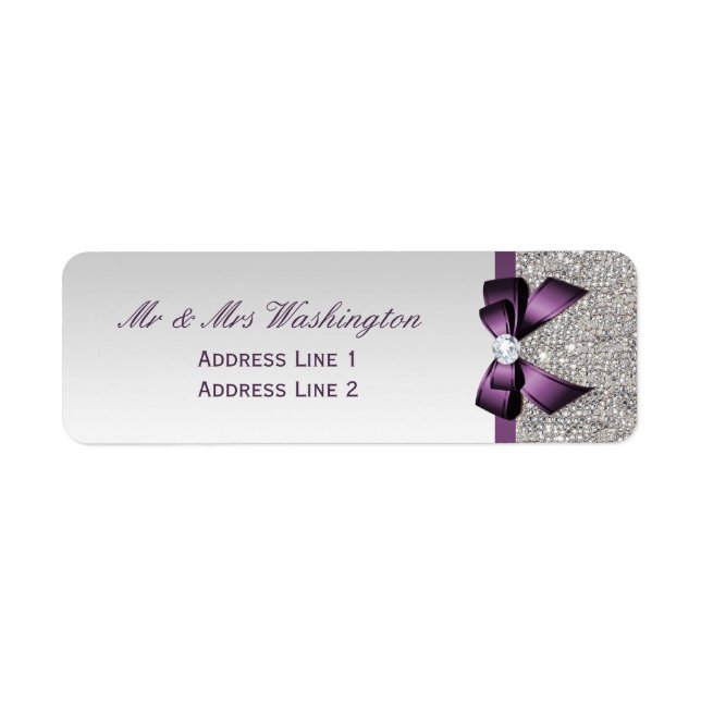 Séquences d'argent Faux Bow pourpre et diamant (Devant)
