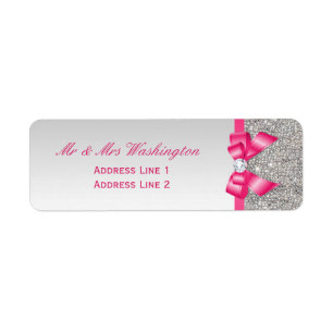 Séquences d'argent Faux Chaud Rose Bow et Diamant
