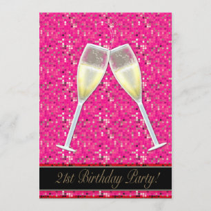 Séquences roses 21e anniversaire Invitations