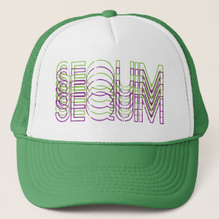 Sequim: Purple and Green Typography Word Art Trucker Hat