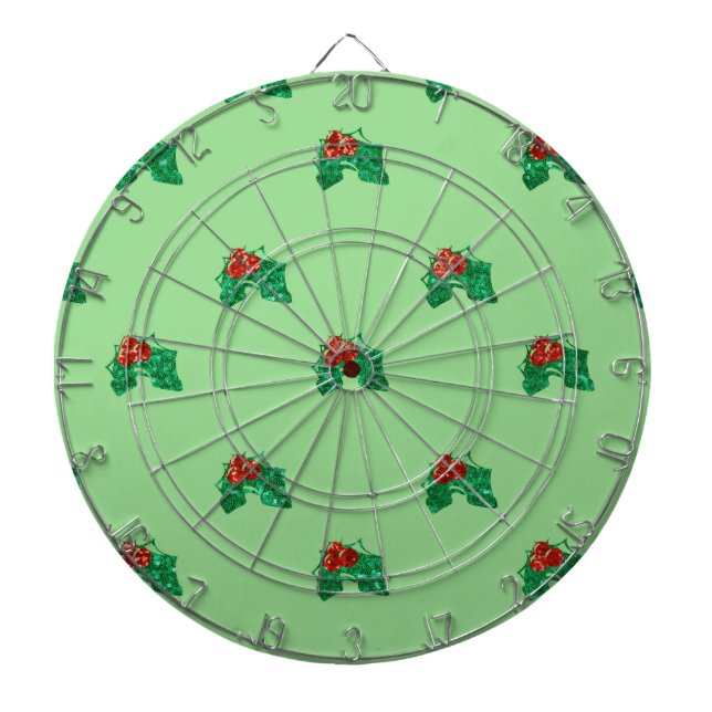 sequin christmas Holly Dartboard (Front)