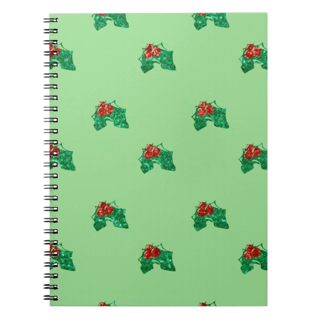 sequin christmas Holly Notebook (Front)