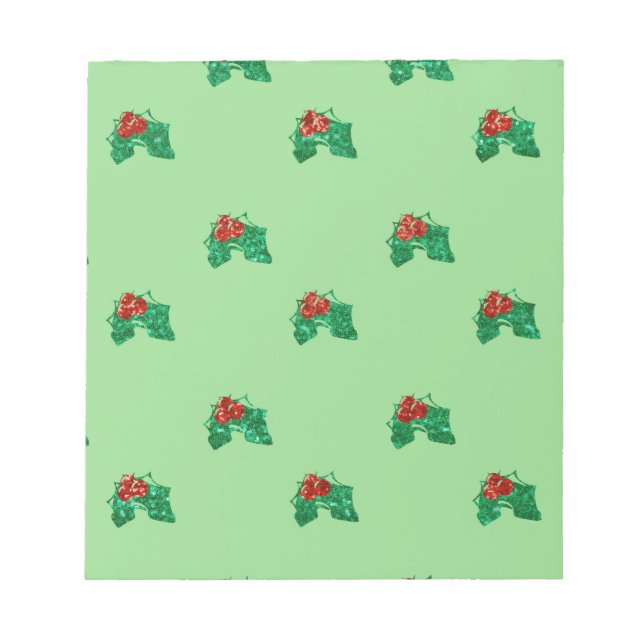 sequin christmas Holly Notepad (Front)
