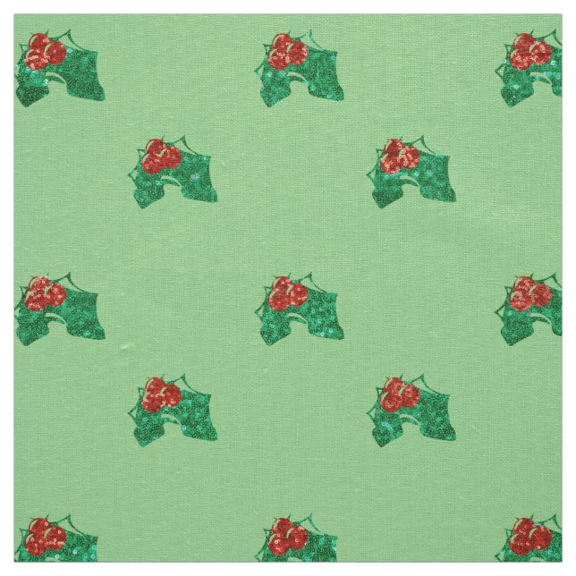 sequin christmas Holly xmas fabric (Swatch)