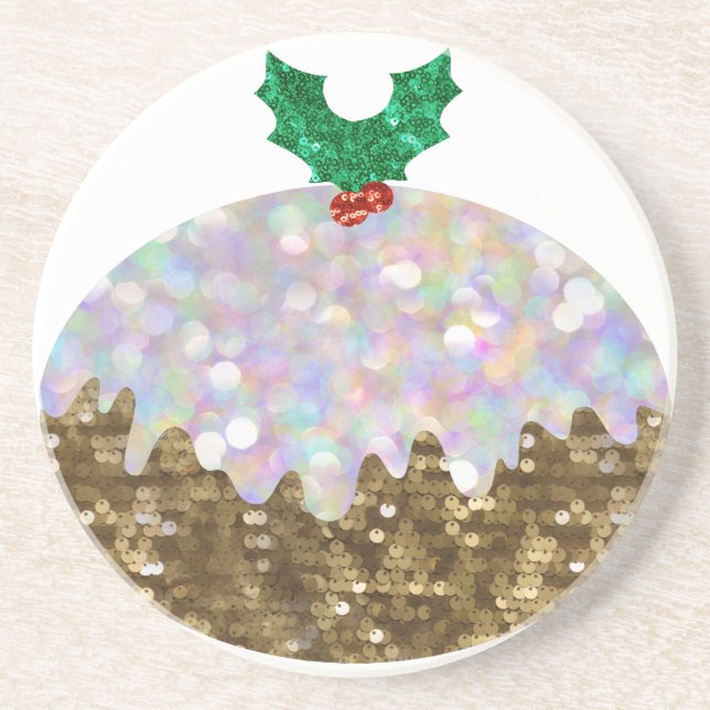 sequin christmas puddings coaster (Front)